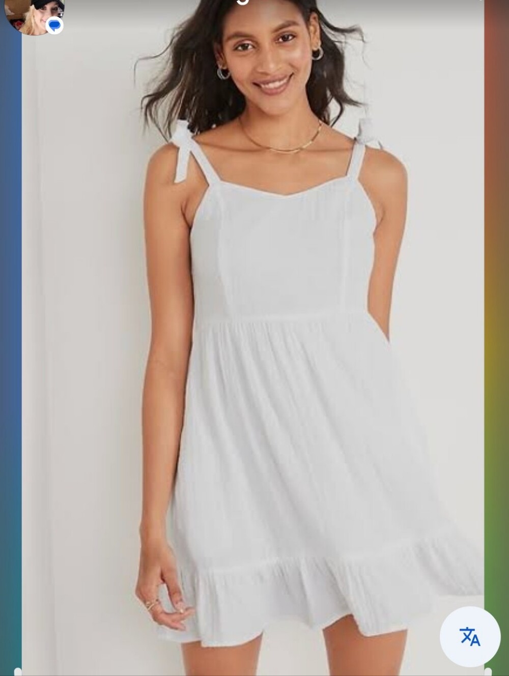 Old Navy White Mini Sundress with Tie Straps